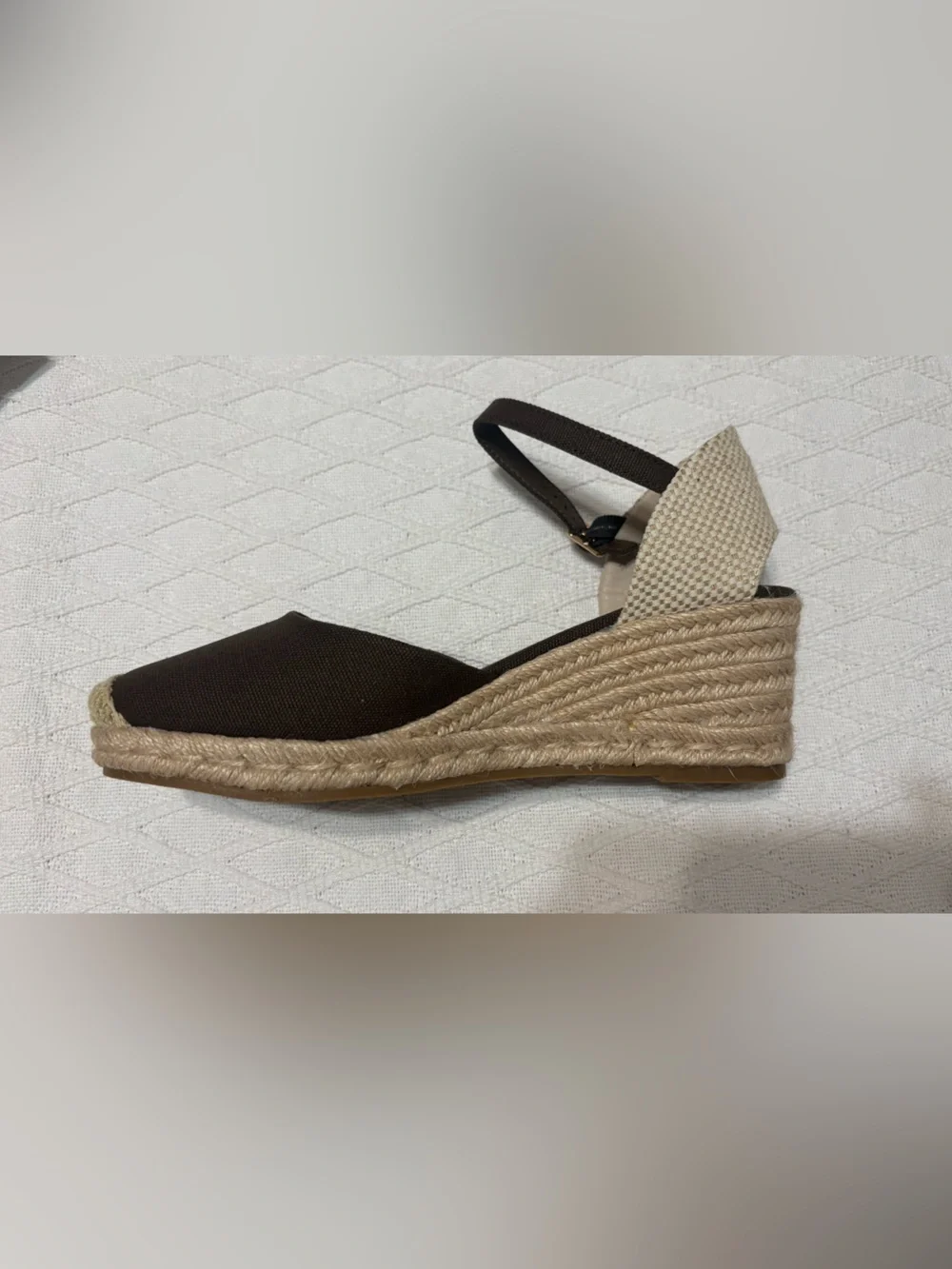 Women's Brown Espadrille Wedge with Cream Slingback